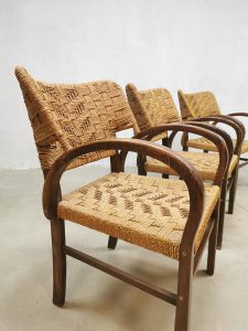 vintage woven rope chairs touwstoelen France