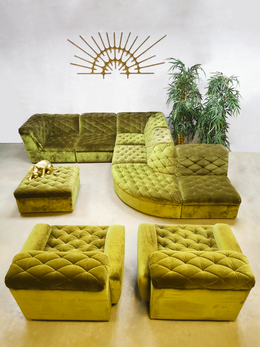 Midcentury design modular sofa elementen bank Laauser 'Bright green'