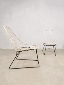 Vintage Dutch design wire lounge chair draadstalen stoelen Cees Braakman voor Pastoe SM05