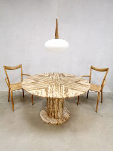 Midcentury Onyx marble dining table tafel Stone International 'Earth tones' Italy