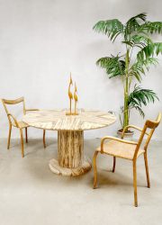 Midcentury Onyx marble dining table tafel Stone International 'Earth tones'