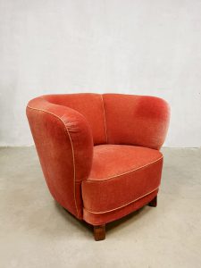 Vintage Danish design banana armchair pink velvet