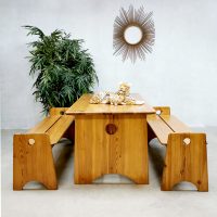 Midcentury vintage design Swedish pine wood dining set eetkamer set Gilbert Marklund