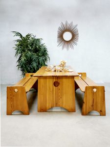 Midcentury vintage design Swedish pine wood dining set eetkamer set Gilbert Marklund