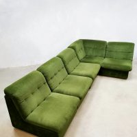 vintage midcentury design lounge sofa modular elements green velvet seventies