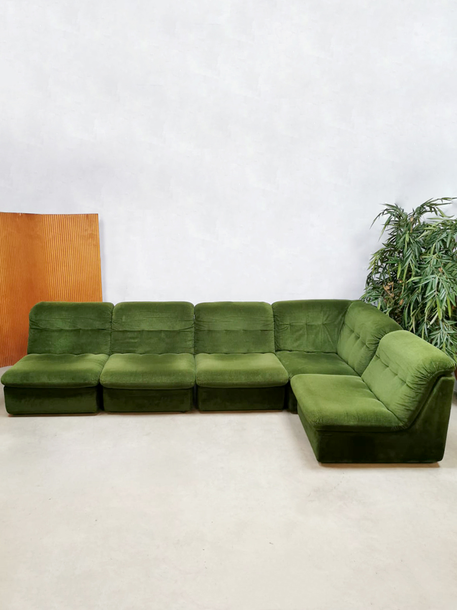 Vintage modular sofa elementen bank ‘Green velvet Spirit' light weight