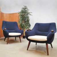 Vintage Dutch design easy chairs arm chairs lounge fauteuils 'duo tone boucle'