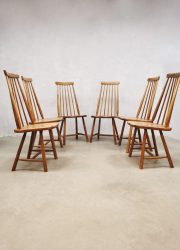 Vintage Dutch design spindle back dinner dining chairs spijlen stoelen Pastoe