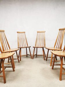 midcentury vintage design spinde back chairs eetkamer stoelen spijlen stoelen retro