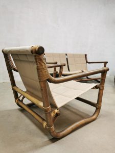 Vintage bamboo rattan lounge set sofa chairs & table 'Safari time'