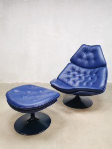 vintage Dutch desing Artifort swivel chair ottoman Geoffrey Harcourt