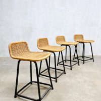 Vintage rattan bar stools Dirk van Sliedregt rotan krukken voor Rohe Noordwolde