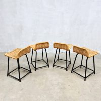Vintage rattan bar stools Dirk van Sliedregt rotan krukken voor Rohe Noordwolde