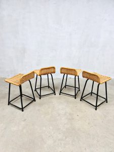 Vintage rattan bar stools Dirk van Sliedregt rotan krukken voor Rohe Noordwolde