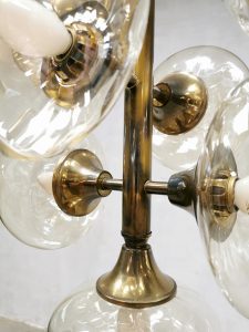 Vintage design brass pendant glass Sputnik chandelier