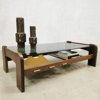 Vintage design coffee table smoked glass top