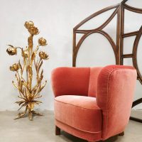 Danish pink velvet banana clubchair 1940's lounge fauteuil 'pink lady''