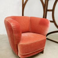 Danish midcentury curved Banana chair lounge mohair 'pink lady'