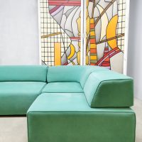 Vintage design modulair sofa turquoise velvet elementen bank Cor