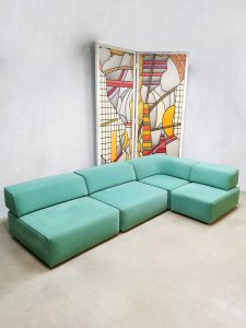 Vintage design modulair sofa turquoise velvet elementen bank Cor