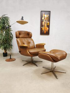 Vintage armchair swivel chair & ottoman 80's lounge fauteuil