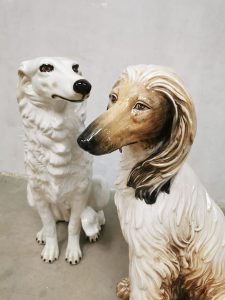 Vintage Italian ceramic dog statue sculpture porseleinen hond