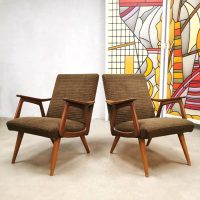 bestwelhip vintage Dutch design Webe Louis van Teeffelen style arm chair lounge fauteuils stoelen teak