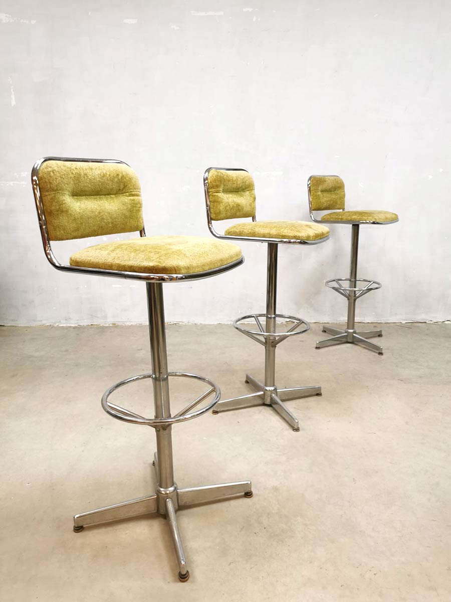 barkruk Vintage design Space Age bar stools barkrukken 'green velvet'