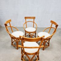 Vintage midcentury design bamboo dining chairs 'Boucle'