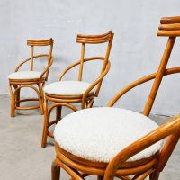 Vintage midcentury design bamboo dining chairs 'Boucle'