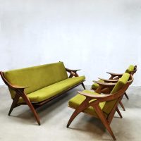 Vintage Dutch design lounge set bank sofa & arm chairs de Ster Gelderland