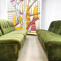 retro vintage lounge bank jaren 60 60 sixties seventies lounge sofa green velvet