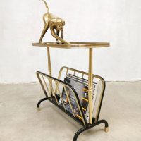 Vintage brass side table magazine holder lectuurbak MB Italy