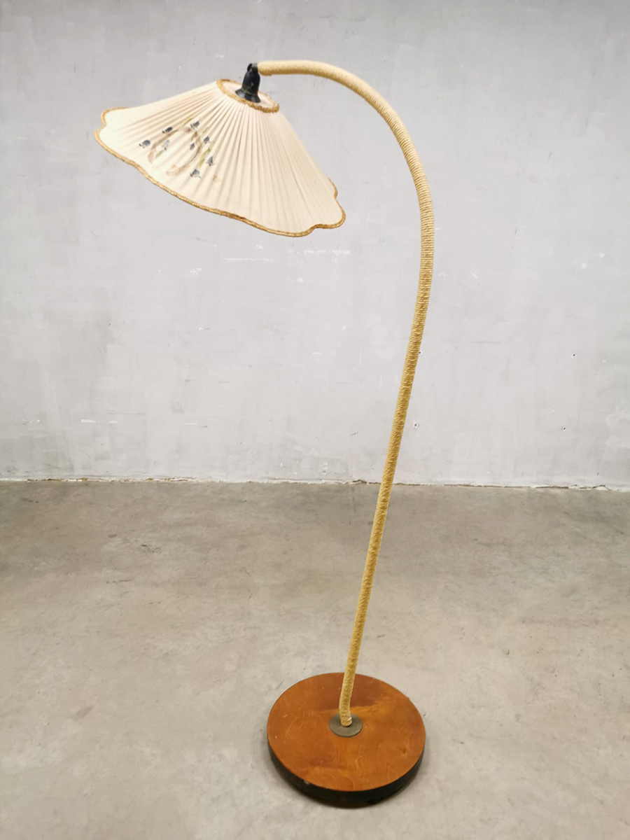 Vintage Swedish design organic cord floor arc lamp vloerlamp 'Good luck'