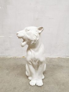 Italian Vintage design white tiger witte tijger ceramic V. Bassano