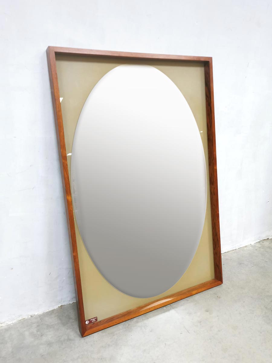 Vintage midcentury design Glas & Trä Large Wall Mirror Vignette spiegel-1