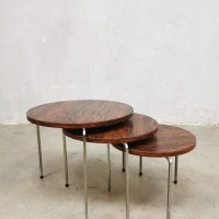 Vintage palissander round nesting tables bijzettafeltjes