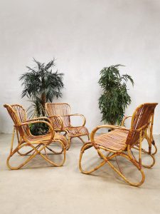Vintage rattan bamboo sofa & chairs rotan bamboe bank & fauteuils Rohe