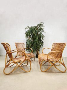 Vintage rattan bamboo sofa & chairs rotan bamboe bank & fauteuils Rohe