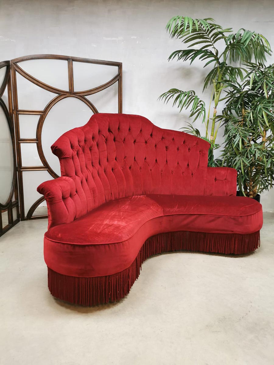 Vintage design velvet corner sofa gecapitonneerde bank hoekbank Moulin Rouge