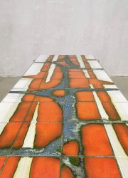 1970s Belgium vintage coffee table ceramics tiles