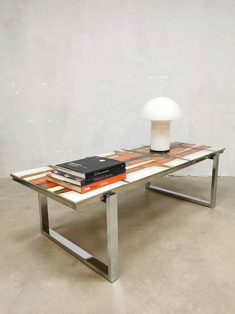 Vintage design ceramic tile table coffee table salontafel tegeltafel Denisco