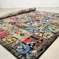 Retro 70s design vintage carpet vloerkleed tapijt kelim