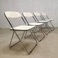 Vintage Italian design folding chairs klapstoelen Plia Castelli white