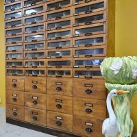 vintage industriële ladekast industrial school cabinet chest of drawers