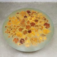 Resin design handmade retro vintage coffee table salontafel epoxy Autumn Leaves