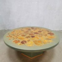 Unique vintage design coffee table salontafel epoxy 'Autumn Leaves'