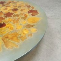 Resin design handmade retro vintage coffee table salontafel epoxy Autumn Leaves