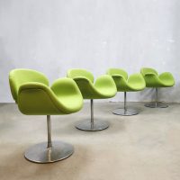 Vintage ‘little tulip’ office chairs green eetkamerstoelen Pierre Paulin Artifort