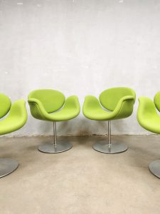 Vintage ‘little tulip’ office chairs green eetkamerstoelen Pierre Paulin Artifort